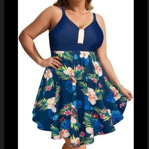 Hanna Nikole Women's Floral Print One Piece Swimsuit NWT - Size 22W